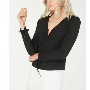 Leyden Long-Sleeve Printed V-Neck Blouse